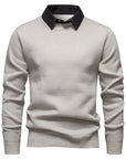 Helvano | Herren Strickpullover mit Kontrastkragen