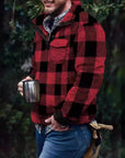 Helvano | Herren Fleece-Pullover mit Stehkragen und Karomuster