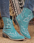 Helvano | Bestickte Vintage-Stiefel für Damen in Blau