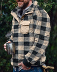 Helvano | Herren Fleece-Pullover mit Stehkragen und Karomuster