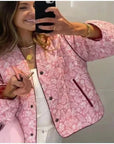 Helvano | Gesteppte Patchwork-Jacke für Damen in Rosa