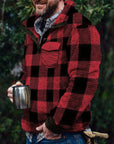 Helvano | Herren Fleece-Pullover mit Stehkragen und Karomuster