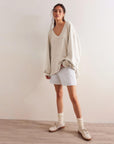 Helvano | Oversized Sweatshirt mit V-Ausschnitt für Damen