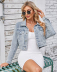 Helvano | Cropped Jeansjacke mit Taschen für Damen
