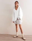 Helvano | Oversized Sweatshirt mit V-Ausschnitt für Damen