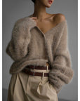 Helvano | Kuschelige Strickjacke aus Mohairmischung für Damen