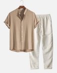 Helvano | Leinen-Set für Herren mit Hemd und Shorts