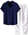 Helvano | Leinen-Set für Herren mit Hemd und Shorts