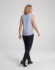 Helvano | Ärmellose gestreifte Bluse mit Stehkragen für Damen