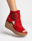 Helvano | Damen Keil-Stiefeletten mit offener Zehe