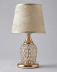 Helvano | Kristall-Tischlampe mit goldenem Trommelschirm