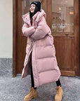 Helvano | Lange Pufferjacke mit Kapuze für Damen