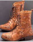 Helvano | Bestickte Blumenstiefel mit Schnürung für Damen
