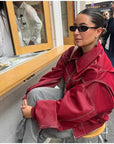 Helvano | Oversize Lederjacke für Damen in Rot