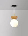 Helvano | Deckenleuchte mit Holz und Glaskugel