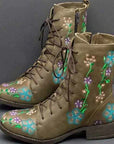 Helvano | Bestickte Blumenstiefel mit Schnürung für Damen