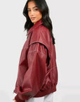 Helvano | Oversize Lederjacke für Damen in Rot