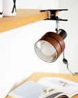 Helvano | Retro Schreibtischlampe mit Klemme aus Holz und Metall