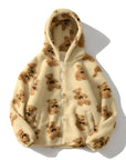 Helvano | Plüschjacke mit Kapuze und Bärendruck für Damen