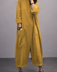 Helvano | Oversized Leinen-Jumpsuit mit Langarm für Damen