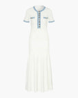 Helvano | Maxi-Kleid für Damen mit Fransen und Denim-Einsatz