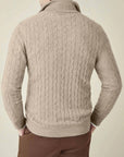 Helvano | Zopfstrick-Pullover mit Reissverschluss für Herren