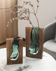 Helvano | Dekovase aus Holz und Glas