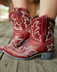 Helvano | Bestickte Cowboy-Stiefeletten aus Leder für Damen