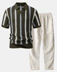 Helvano | Herren Set Häkel-Poloshirt & Leinenhose