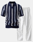 Helvano | Herren Set Häkel-Poloshirt & Leinenhose