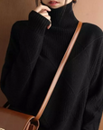 Helvano | Lockere Rollkragen-Strickjacke für Damen