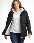 Helvano | Damen Winterjacke mit Kapuze und Fleecefutter