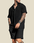 Helvano | Zweiteiliges Herren-Set: Kurzarmhemd & Shorts