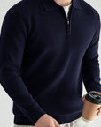 Helvano | Strickpullover mit Polokragen und Zip für Herren