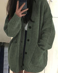 Helvano | Lockere Damen-Strickjacke mit Knopfleiste