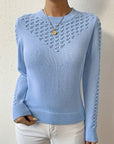 Helvano | Pointelle-Strickpullover mit Rundhals für Damen