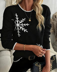 Helvano | Strickpullover mit Rundhals und Schneeflocken