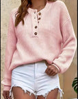 Helvano | Gerippter Henley-Pullover für Damen