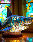 Helvano | Buntglas-Tischlampe im Tierdesign
