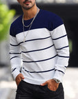 Helvano | Gestreifter Strickpullover mit Rundhals für Herren