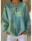 Helvano | Damen Print-Sweatshirt mit Knopfausschnitt