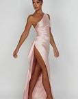 Helvano | Plissiertes Satin-Kleid mit Schlitz für Damen