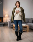 Helvano | Kniehohe Winterstiefel mit Plüschrand für Damen