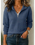 Helvano | Strukturierter Damen-Pullover mit Viertelzip