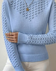 Helvano | Pointelle-Strickpullover mit Rundhals für Damen