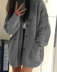 Helvano | Lockere Damen-Strickjacke mit Knopfleiste