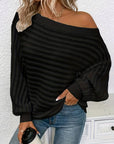 Helvano | Off-Shoulder Rippstrick-Pullover für Damen