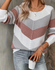 Helvano | Damen Strickpullover mit Colorblock-Zickzackmuster