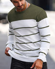 Helvano | Gestreifter Strickpullover mit Rundhals für Herren