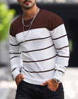 Helvano | Gestreifter Strickpullover mit Rundhals für Herren